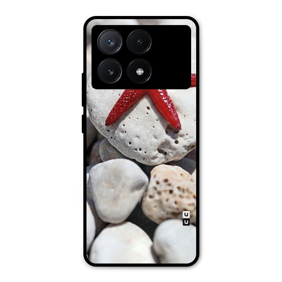 Red Star Fish Metal Back Case for Poco X6 Pro