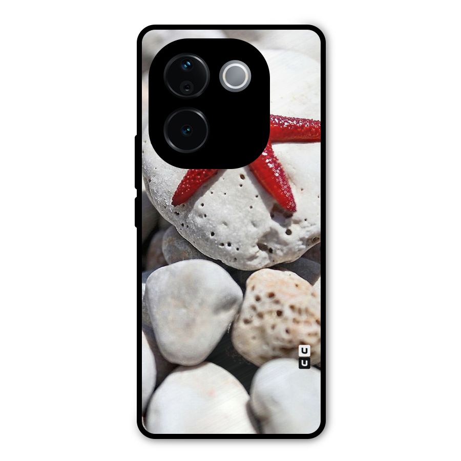Red Star Fish Metal Back Case for Vivo T3 Pro