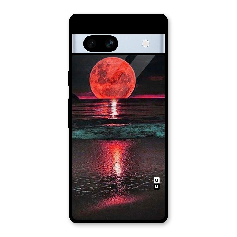Red Sun Ocean Glass Back Case for Google Pixel 7a