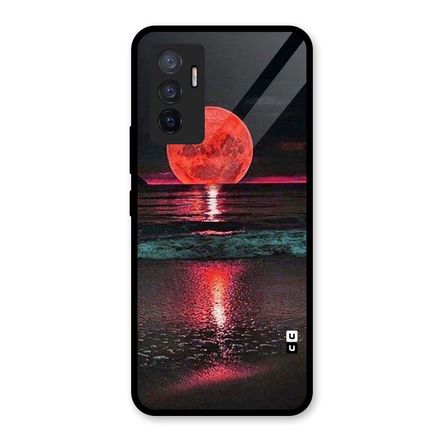 Red Sun Ocean Glass Back Case for Vivo V23e
