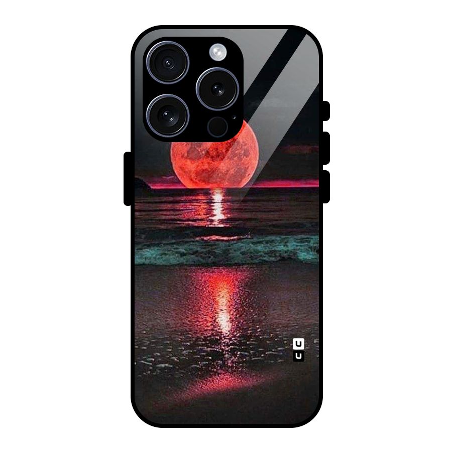 Red Sun Ocean Glass Back Case for iPhone 15 Pro