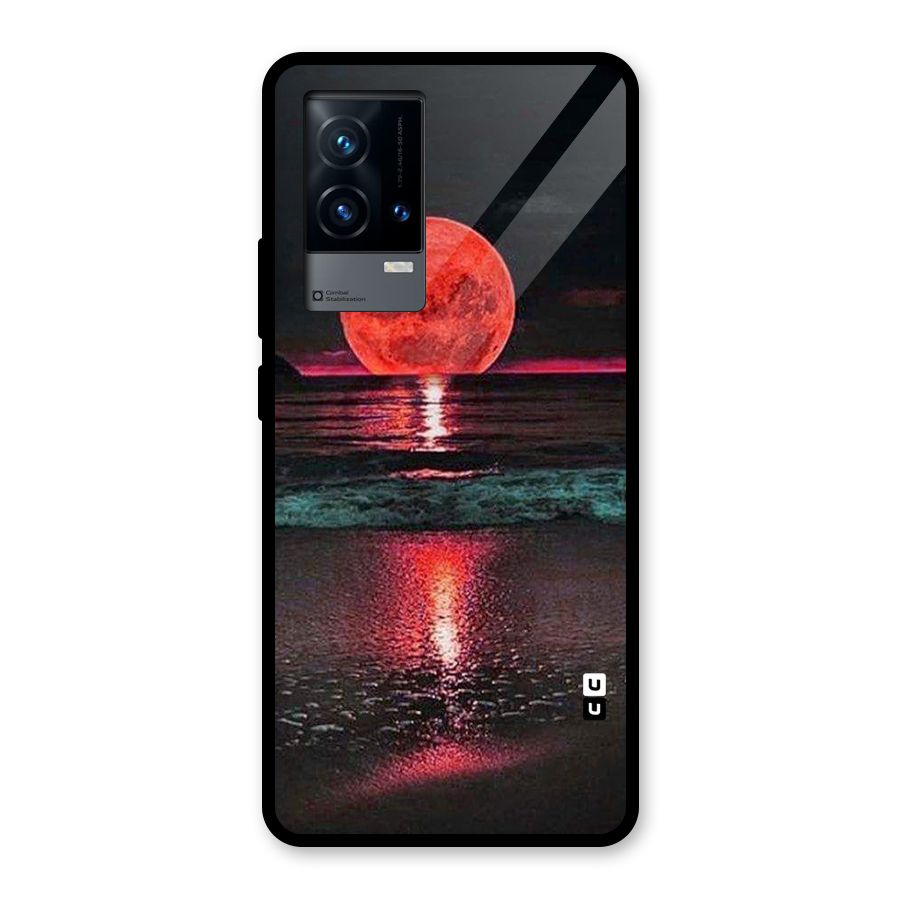 Red Sun Ocean Glass Back Case for iQOO 9 5G