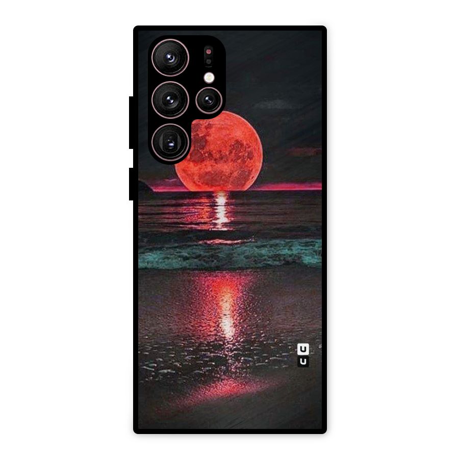 Red Sun Ocean Metal Back Case for Galaxy S22 Ultra 5G