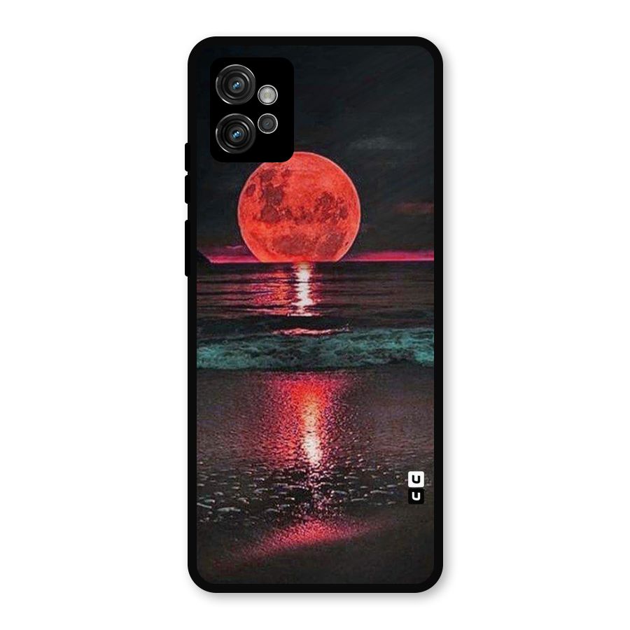 Red Sun Ocean Metal Back Case for Moto G32