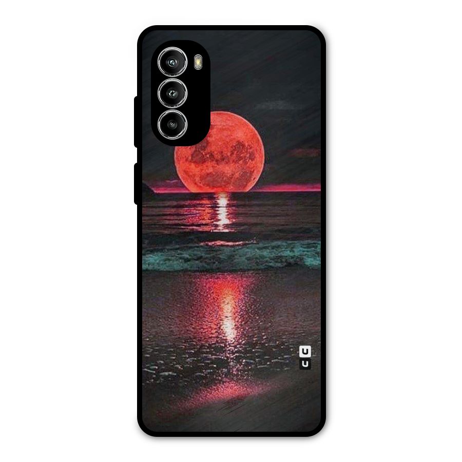 Red Sun Ocean Metal Back Case for Moto G52