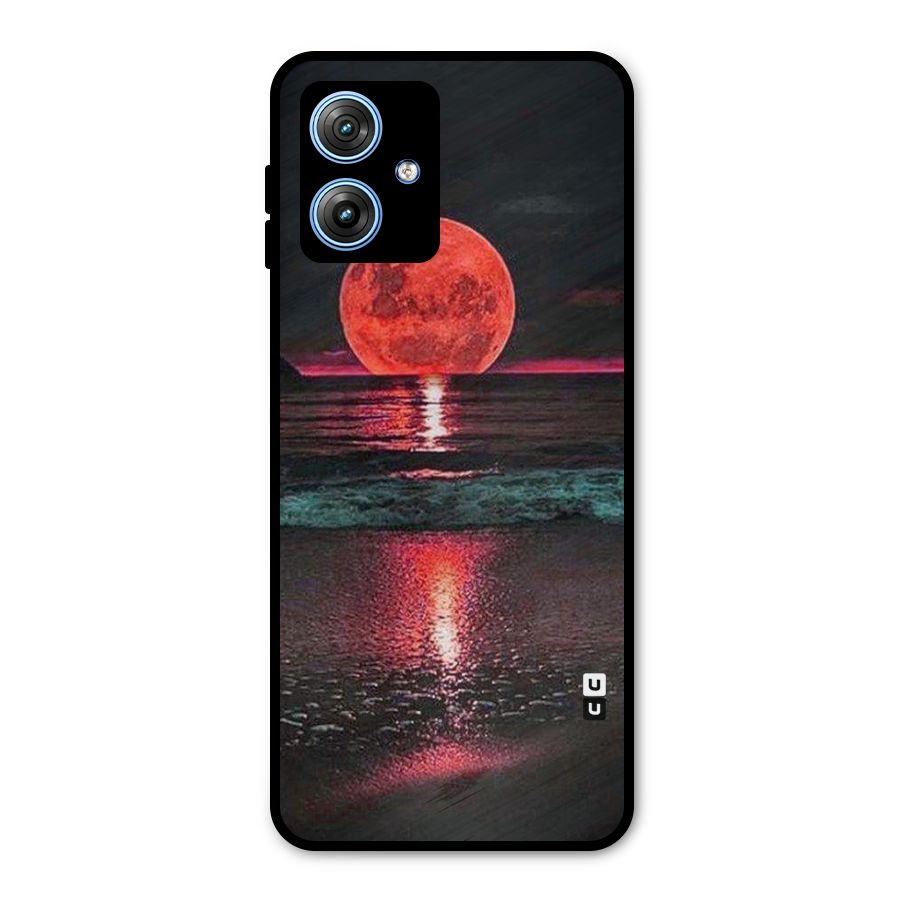 Red Sun Ocean Metal Back Case for Moto G54