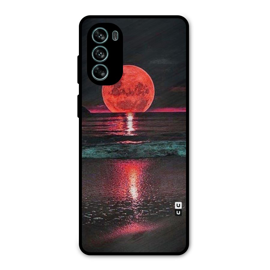 Red Sun Ocean Metal Back Case for Moto G62