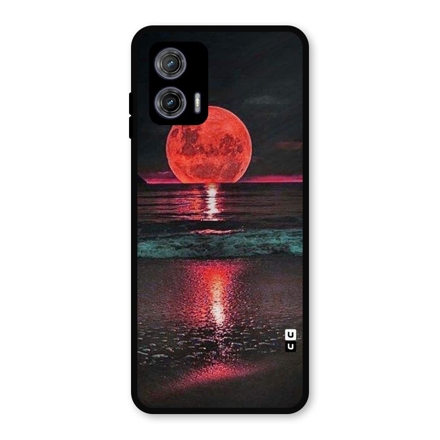 Red Sun Ocean Metal Back Case for Moto G73