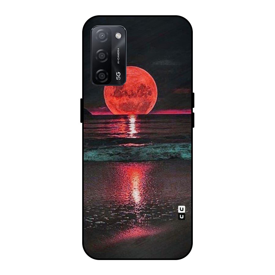 Red Sun Ocean Metal Back Case for Oppo A53s 5G