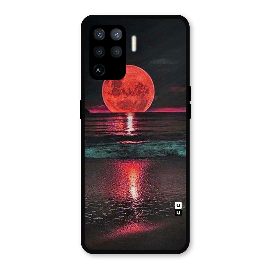 Red Sun Ocean Metal Back Case for Oppo F19 Pro