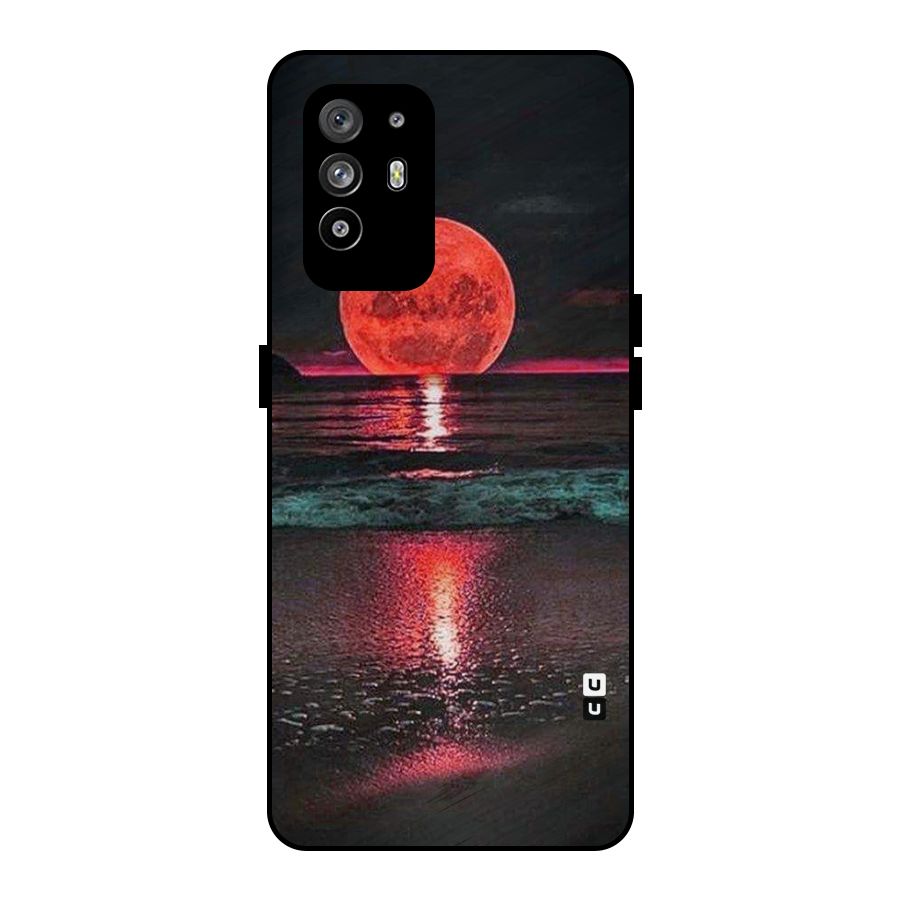 Red Sun Ocean Metal Back Case for Oppo F19 Pro Plus 5G