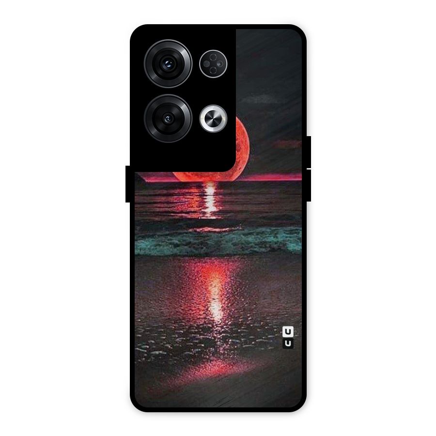 Red Sun Ocean Metal Back Case for Oppo Reno8 Pro 5G