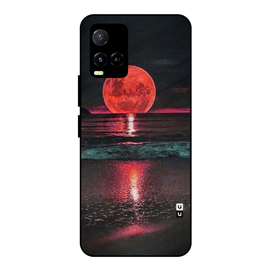Red Sun Ocean Metal Back Case for Vivo Y21G