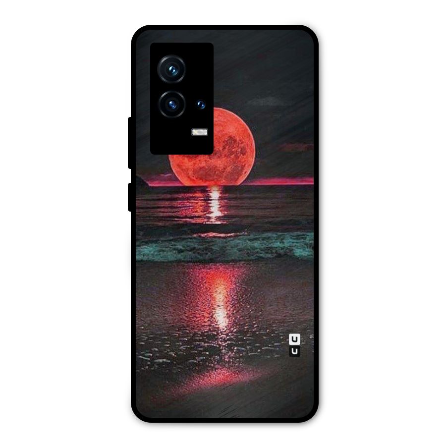 Red Sun Ocean Metal Back Case for iQOO 9 5G