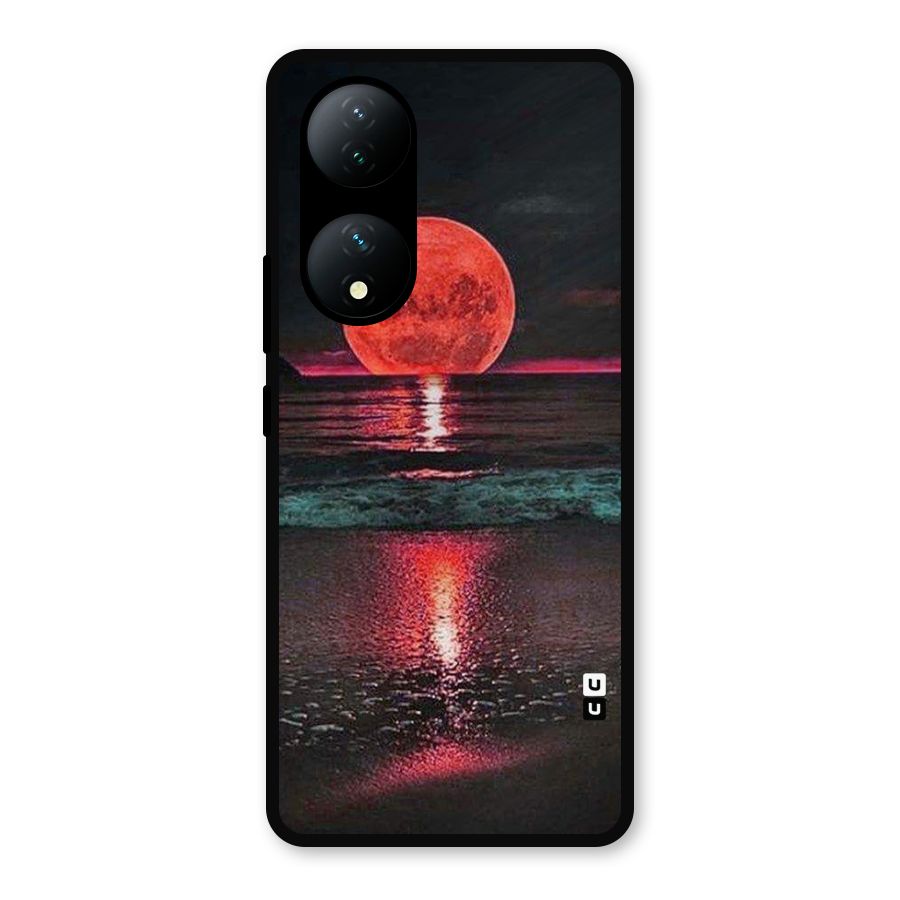 Red Sun Ocean Metal Back Case for iQOO Z7