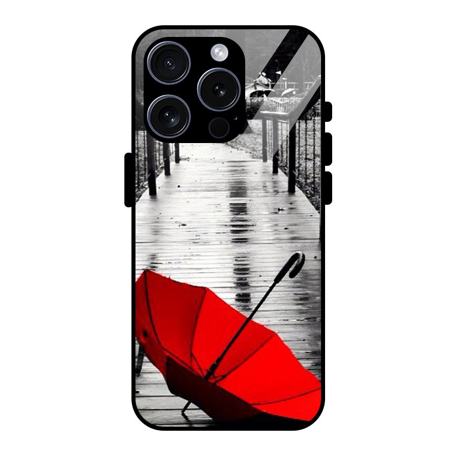 Red Umbrella Glass Back Case for iPhone 15 Pro