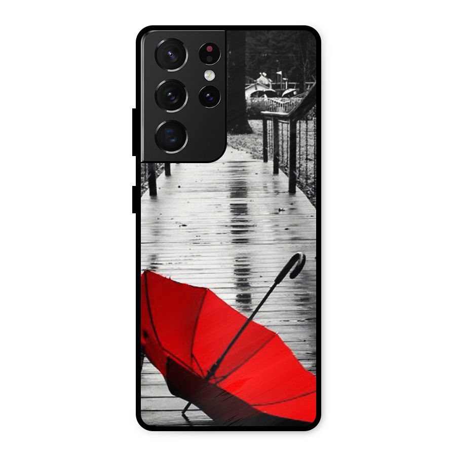 Red Umbrella Metal Back Case for Galaxy S21 Ultra 5G
