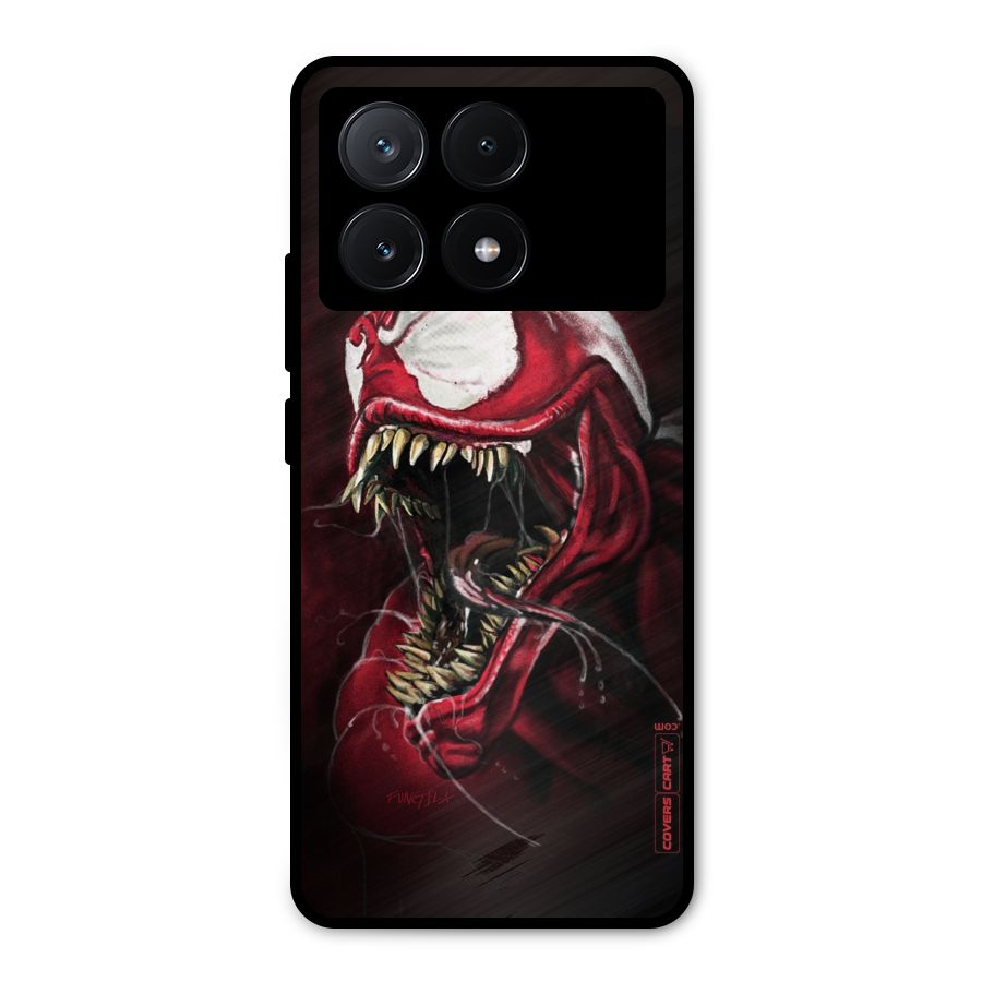 Red Venom Artwork Metal Back Case for Poco X6 Pro