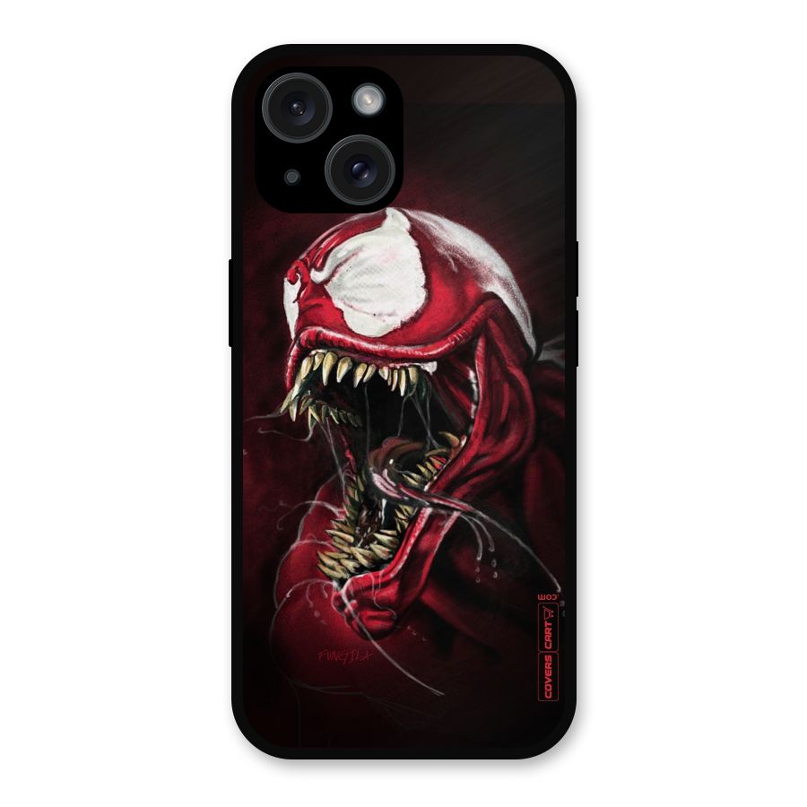 Red Venom Artwork Metal Back Case for iPhone 15