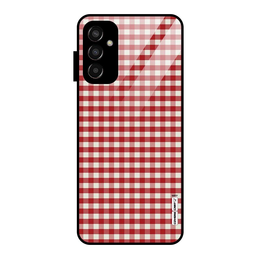 Red White Check Glass Back Case for Galaxy F13