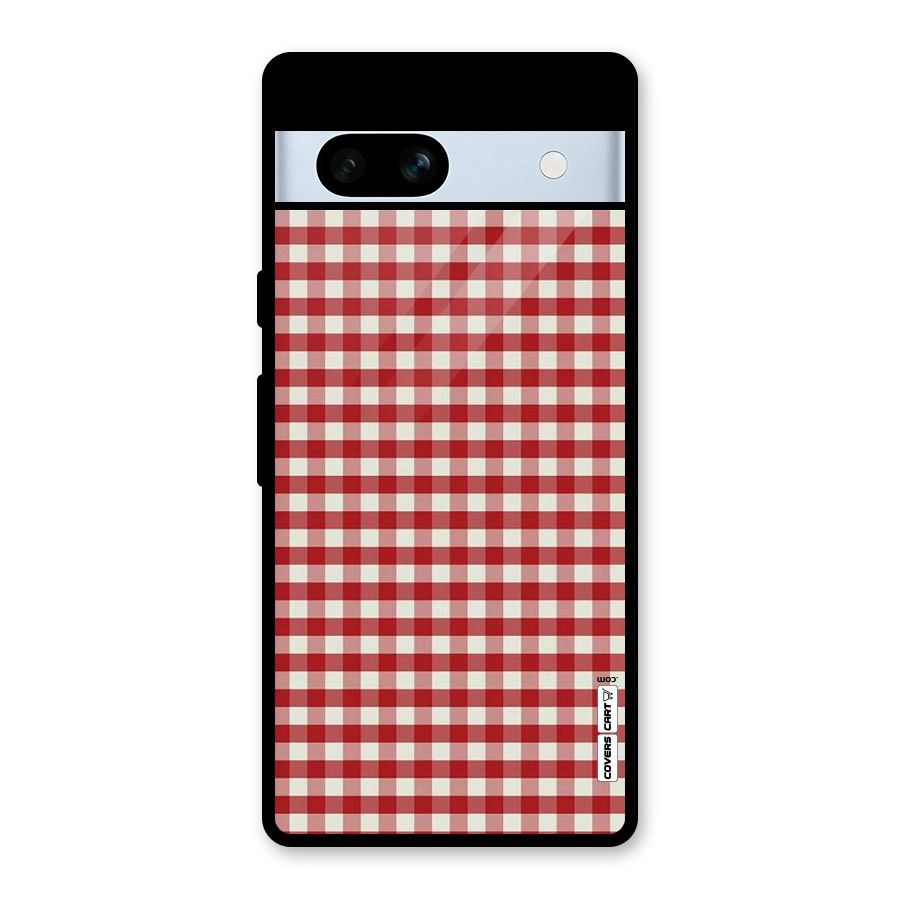 Red White Check Glass Back Case for Google Pixel 7a