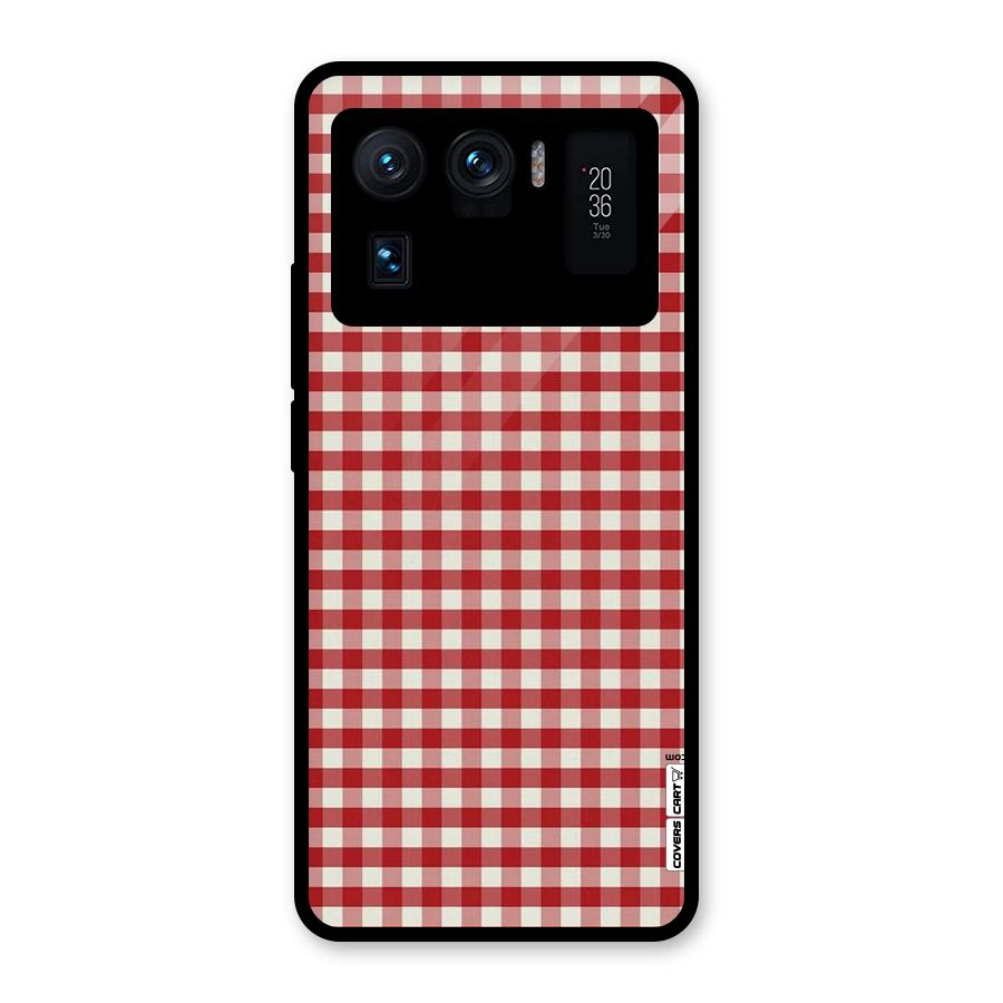 Red White Check Glass Back Case for Mi 11 Ultra