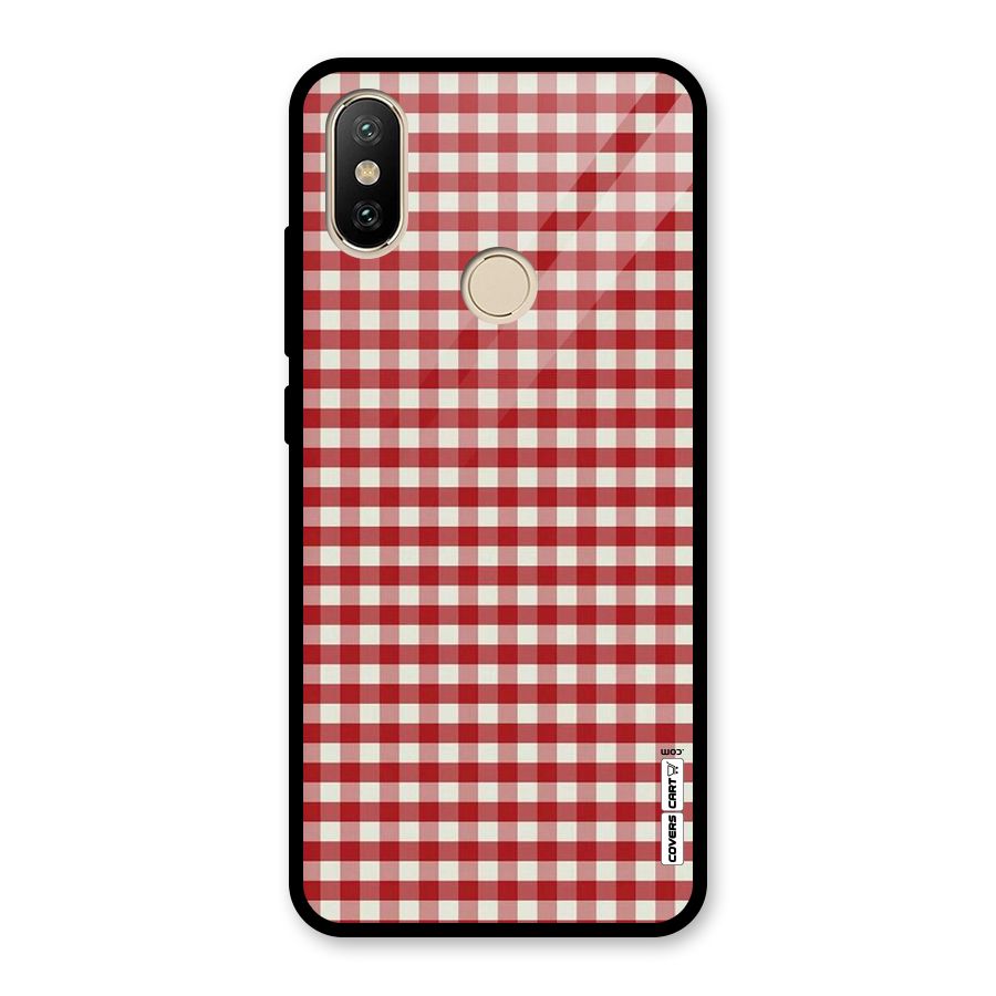 Red White Check Glass Back Case for Redmi A2
