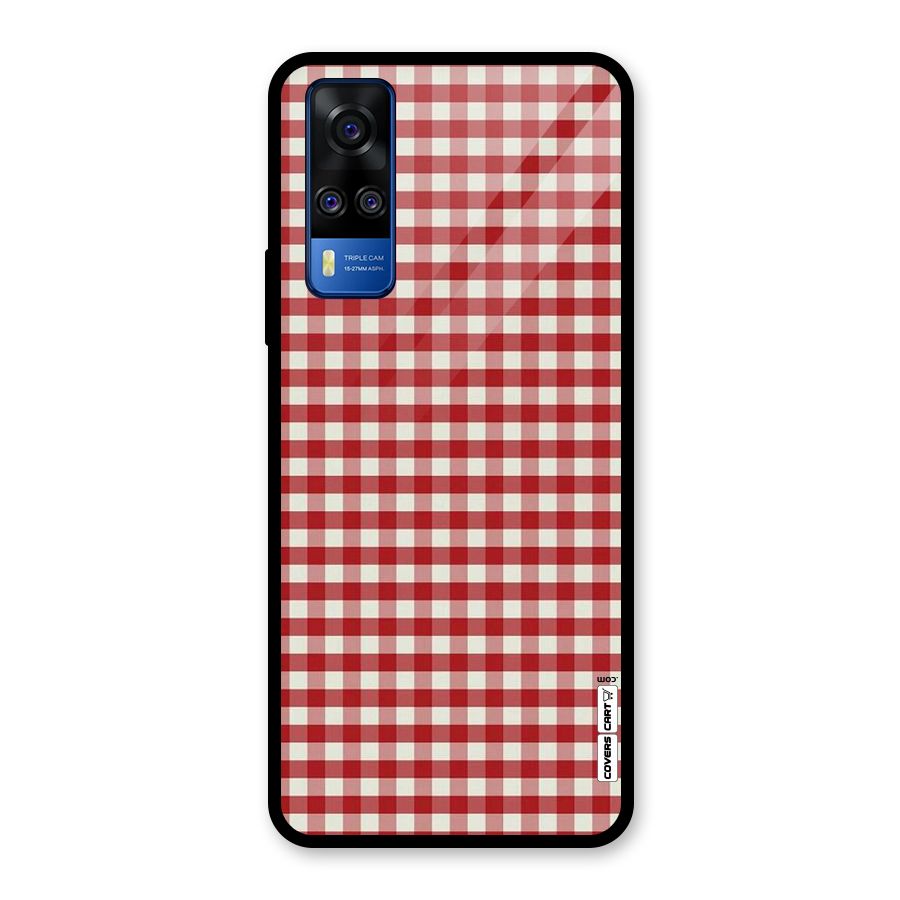 Red White Check Glass Back Case for Vivo Y31