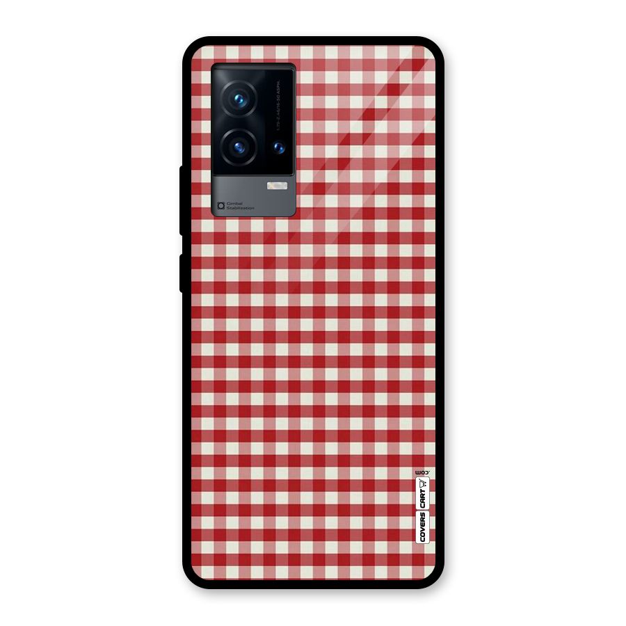 Red White Check Glass Back Case for iQOO 9 5G