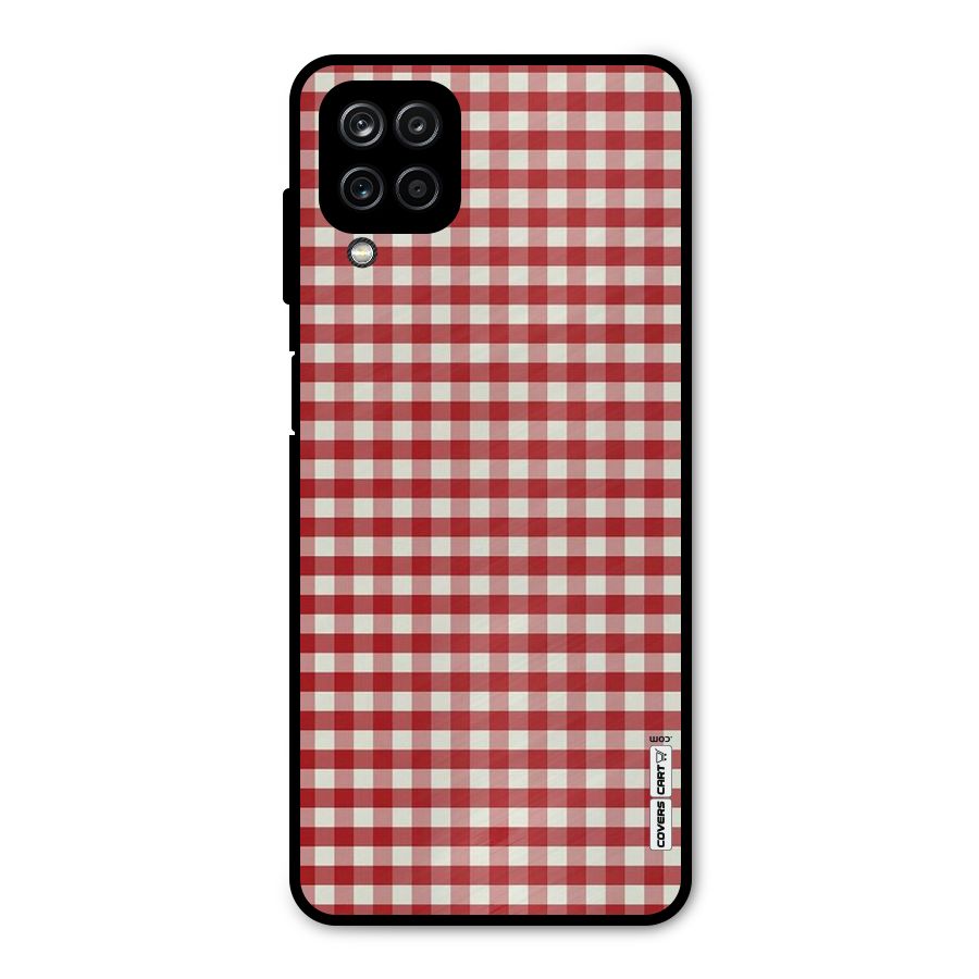 Red White Check Metal Back Case for Galaxy A12