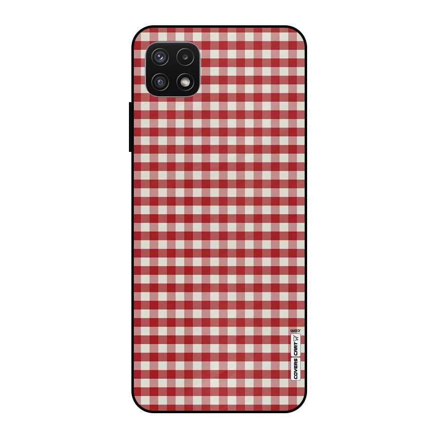 Red White Check Metal Back Case for Galaxy A22 5G