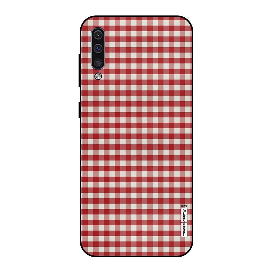 Red White Check Metal Back Case for Galaxy A30s