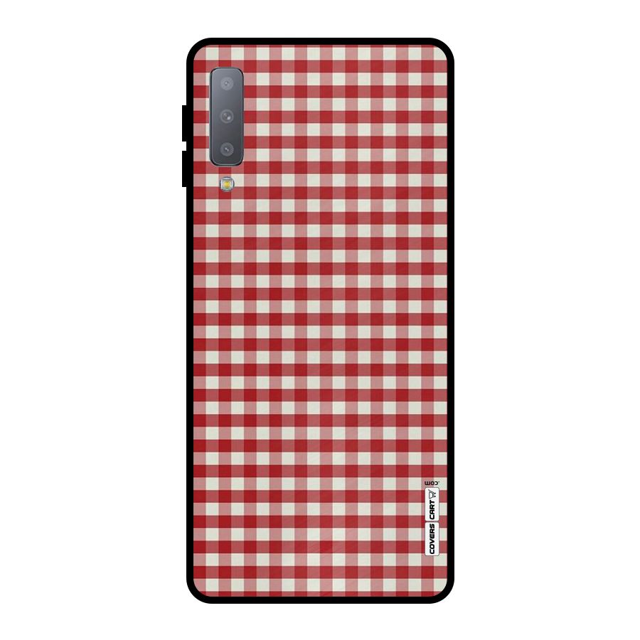 Red White Check Metal Back Case for Galaxy A7 (2018)