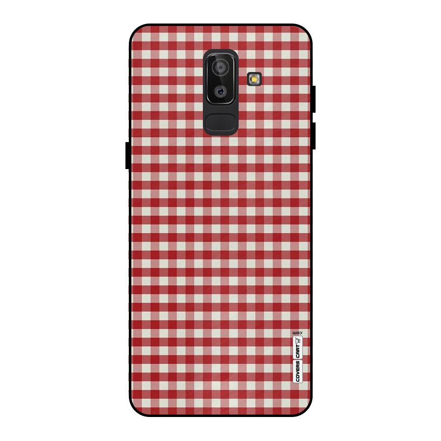 Red White Check Metal Back Case for Galaxy J8