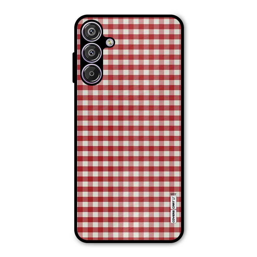Red White Check Metal Back Case for Galaxy M15