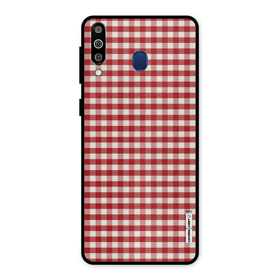 Red White Check Metal Back Case for Galaxy M30