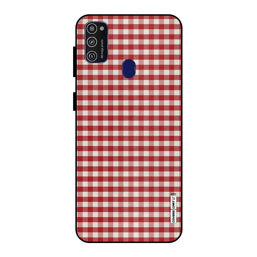 Red White Check Metal Back Case for Galaxy M30s