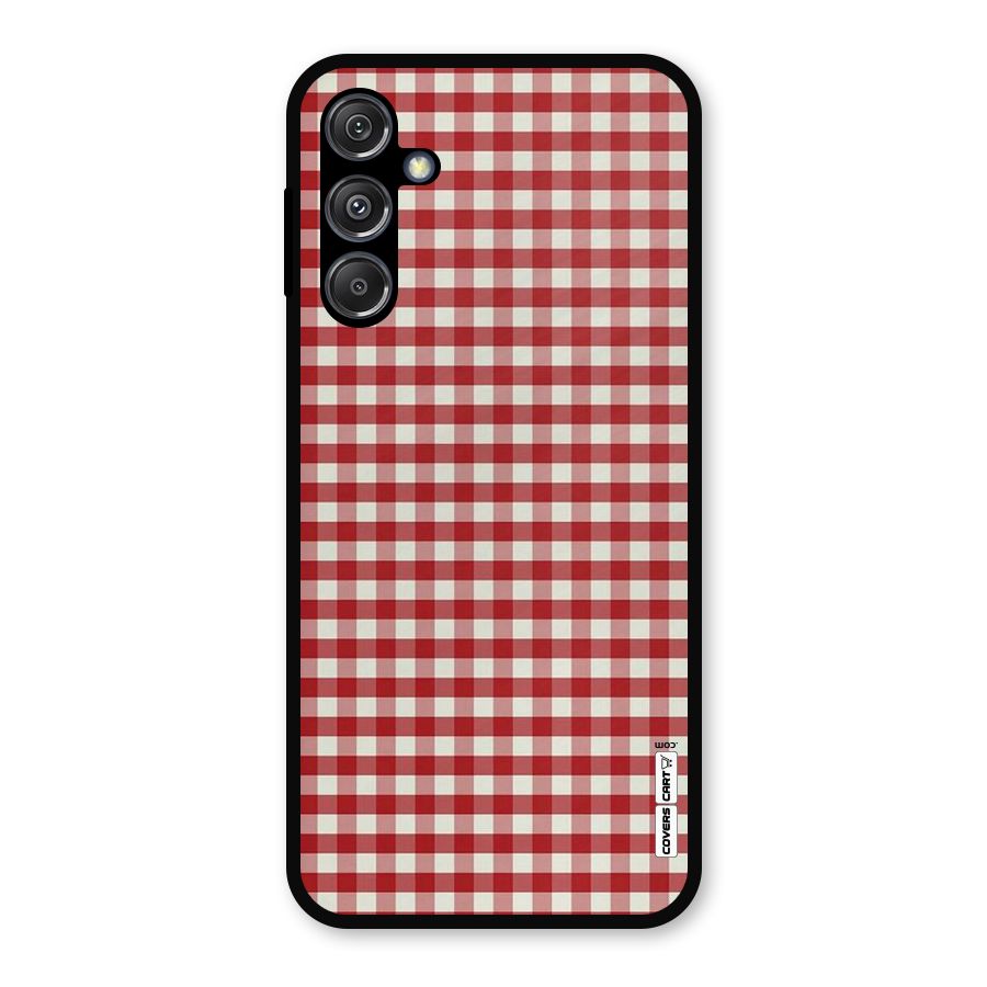 Red White Check Metal Back Case for Galaxy M34 5G