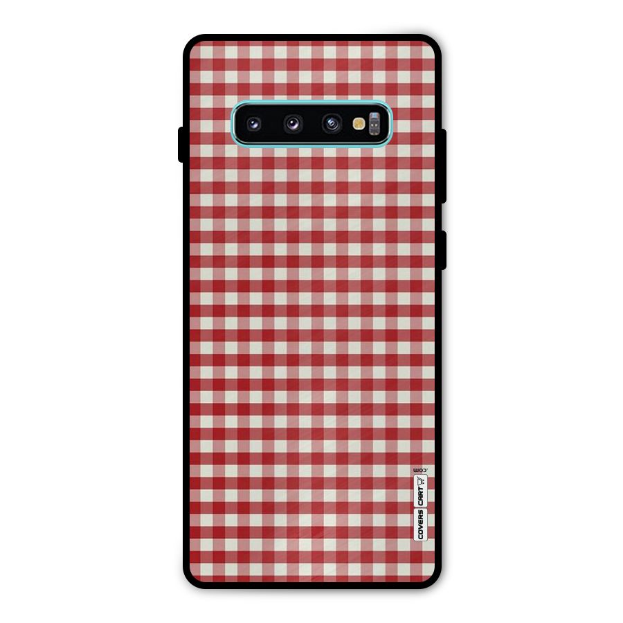 Red White Check Metal Back Case for Galaxy S10 Plus