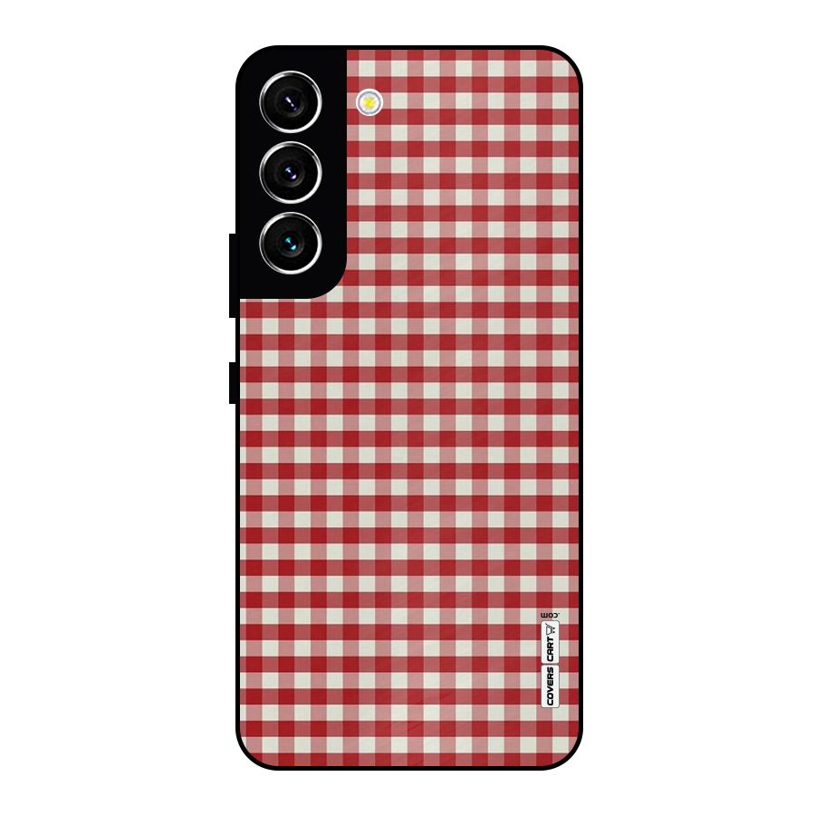 Red White Check Metal Back Case for Galaxy S22 5G