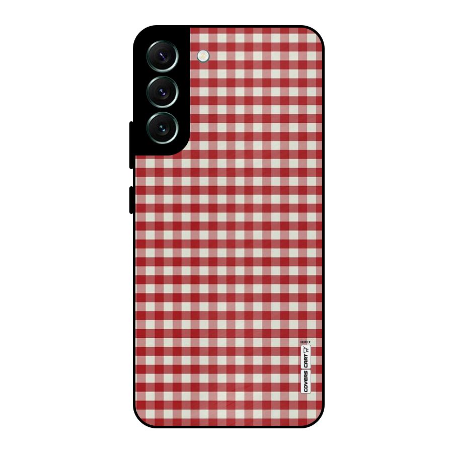 Red White Check Metal Back Case for Galaxy S22 Plus 5G