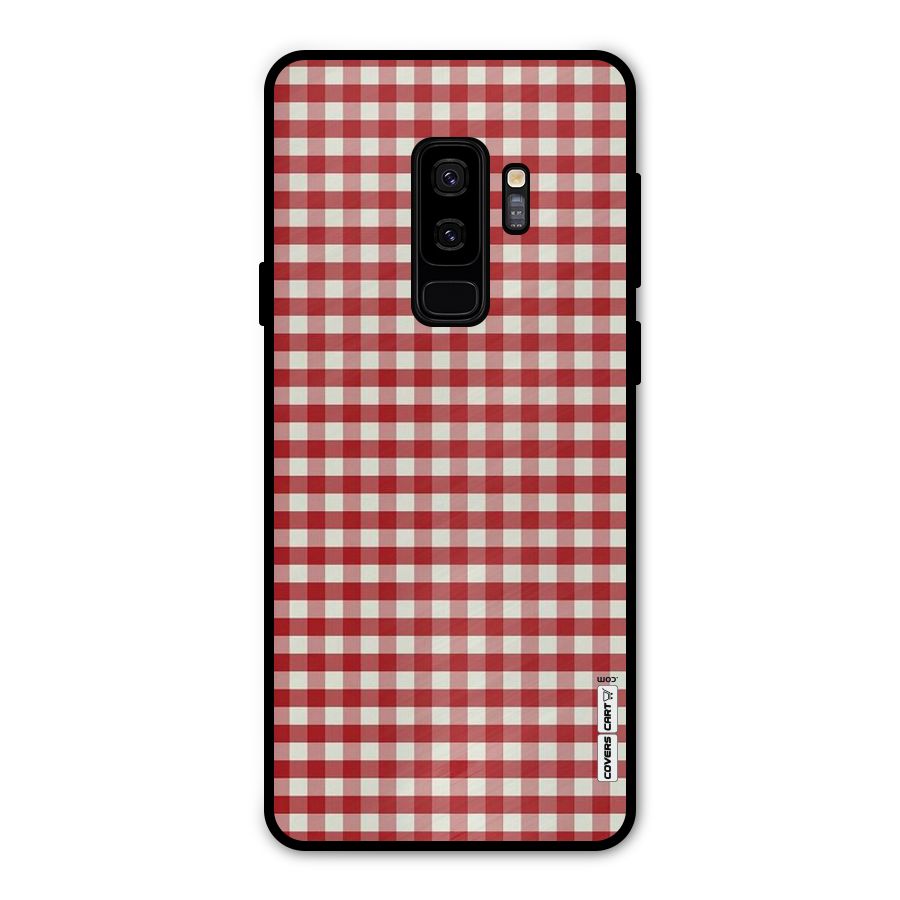Red White Check Metal Back Case for Galaxy S9 Plus