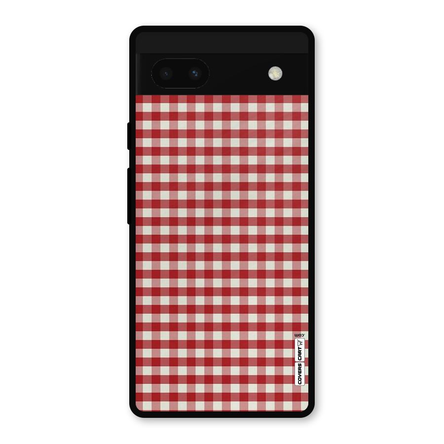 Red White Check Metal Back Case for Google Pixel 6a