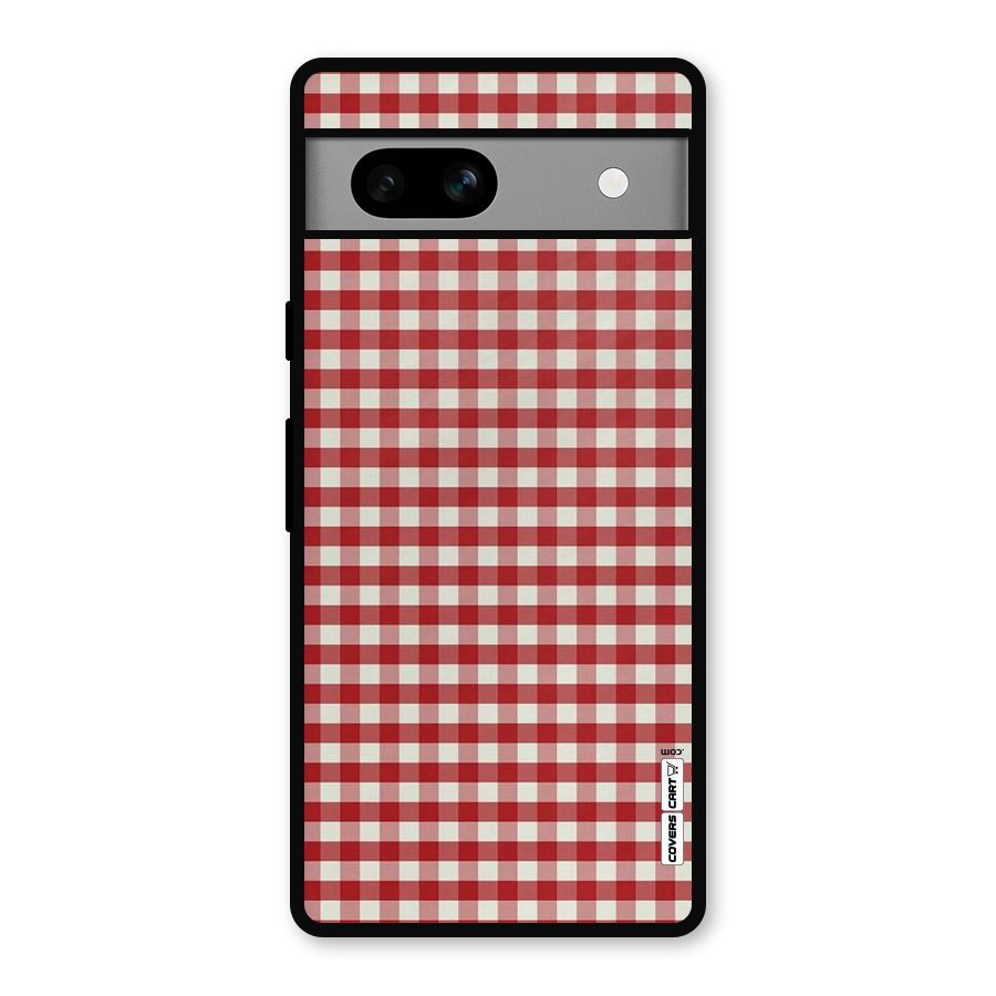 Red White Check Metal Back Case for Google Pixel 7a