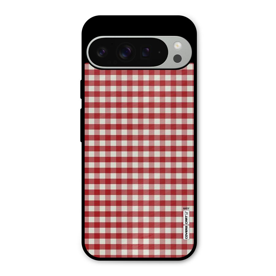 Red White Check Metal Back Case for Google Pixel 9 Pro XL