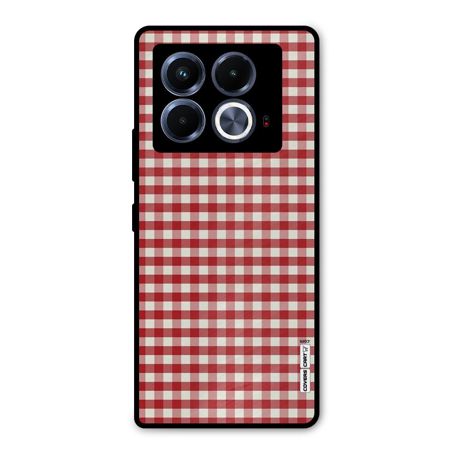 Red White Check Metal Back Case for Infinix Note 40 5G