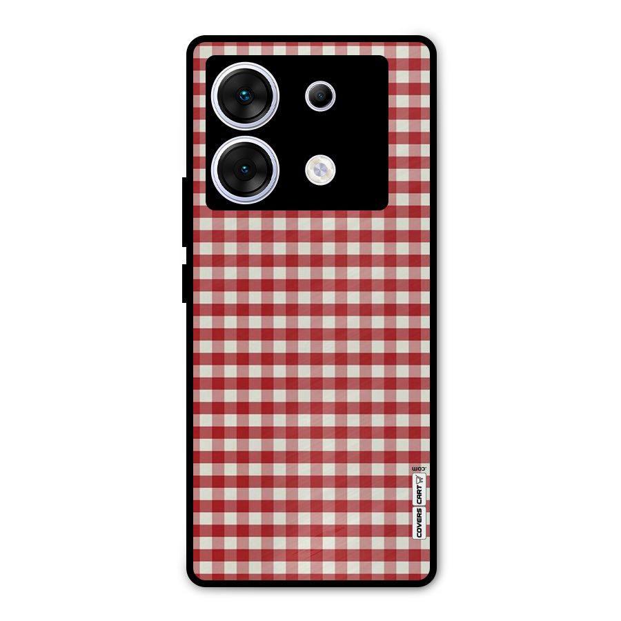 Red White Check Metal Back Case for Infinix Zero 30 5G