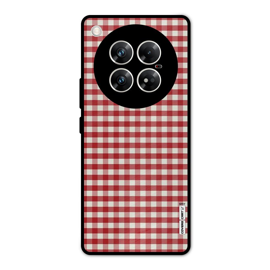Red White Check Metal Back Case for Infinix Zero 40 5G