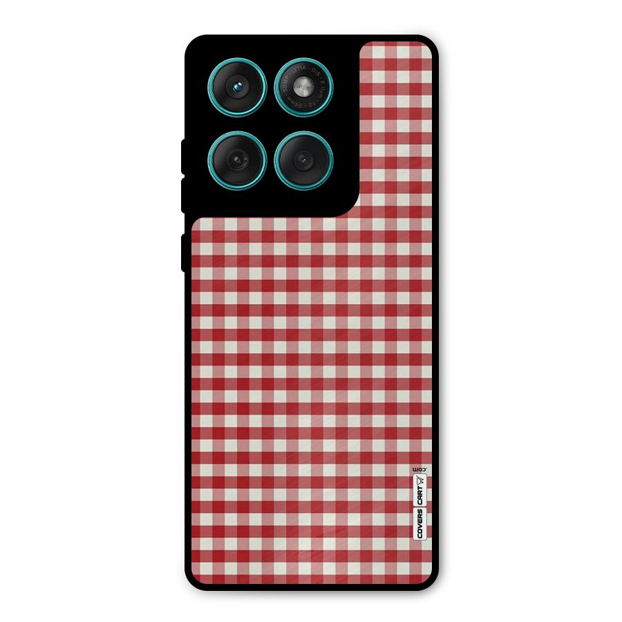 Red White Check Metal Back Case for Motorola Edge 60