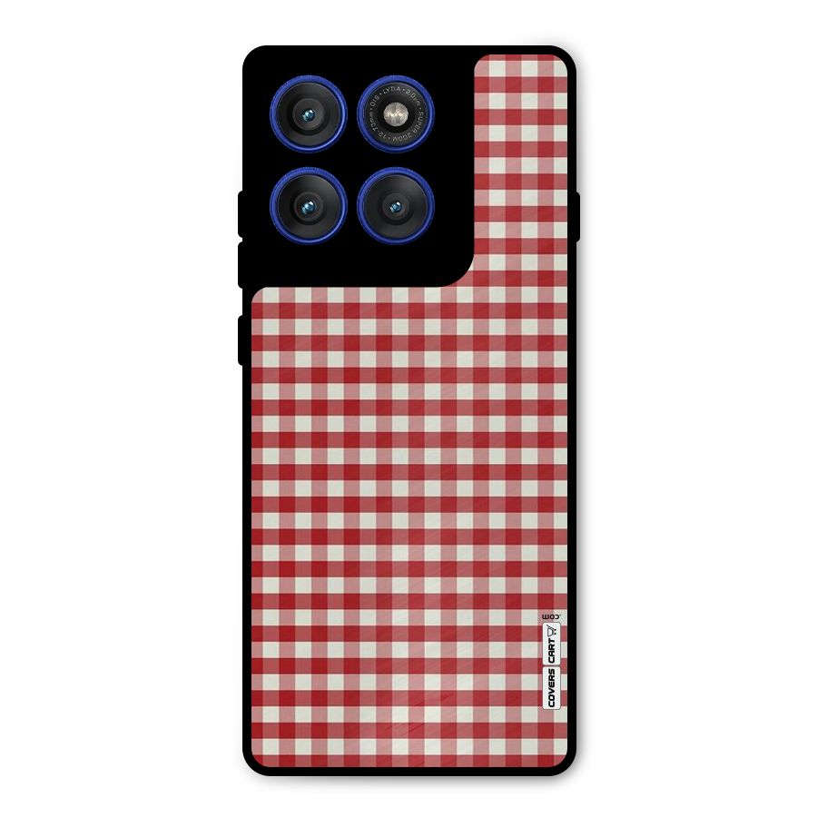Red White Check Metal Back Case for Motorola Edge 60 Pro